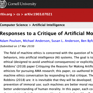 Responses to a Critique of Artificial Moral Agents
